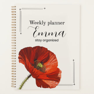 Personalized Poppy Weekly Planner Aesthetic Floral Planer