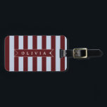 Personalized Preppy Brown Blue Cabana Stripe Gepäckanhänger<br><div class="desc">Certain designs are always in style. Every year, the casual beauty of classic cabana stripes feels new. For those who appreciate straightforward, self-assured design with a hint of preppy elegance, this customized brown and blue cabana stripe collection was made. The pattern's gentle contrast between brown and blue makes it cozy,...</div>