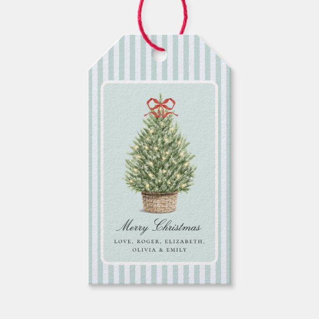 Personalized Preppy Coastal Tree Christmas Geschenkanhänger (Vorderseite)