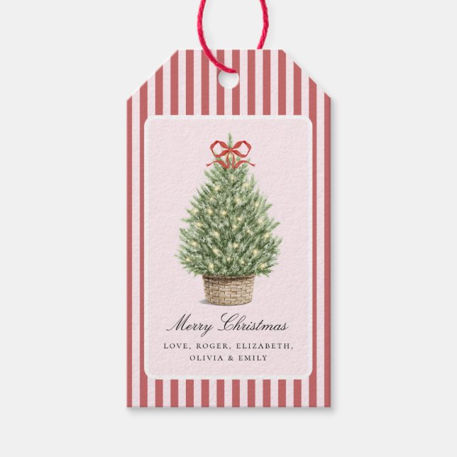 Personalized Preppy Coastal Tree Christmas Geschenkanhänger (Vorderseite)