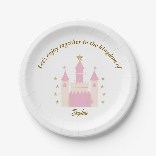 "Personalized Princess and Castle Plates | Magical Pappteller (Vorderseite)