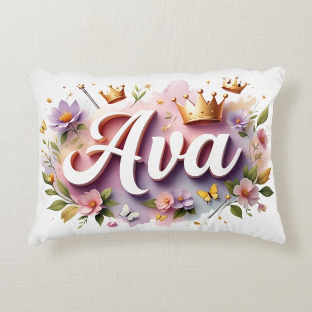 Personalized  Princess Floral Name  Dekokissen (Vorderseite)
