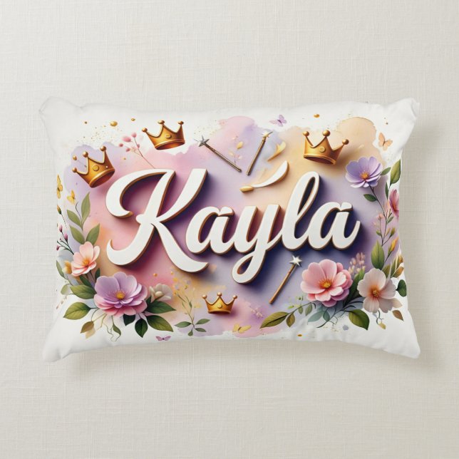 Personalized  Princess Floral Name  Dekokissen (Vorderseite)