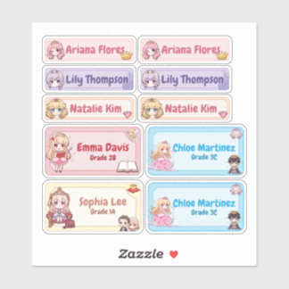 Personalized Princess Name Labels – Pastel Kawaii