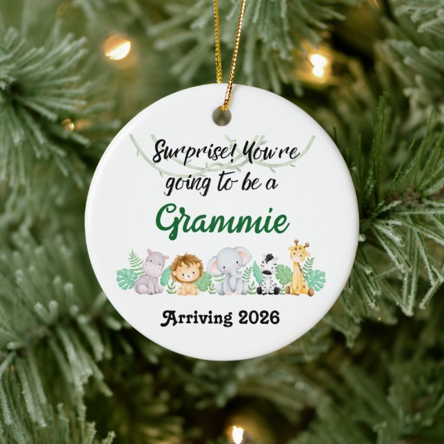 Personalized Promoted To Grandparent Jungle Animal Keramik Ornament (Baum)