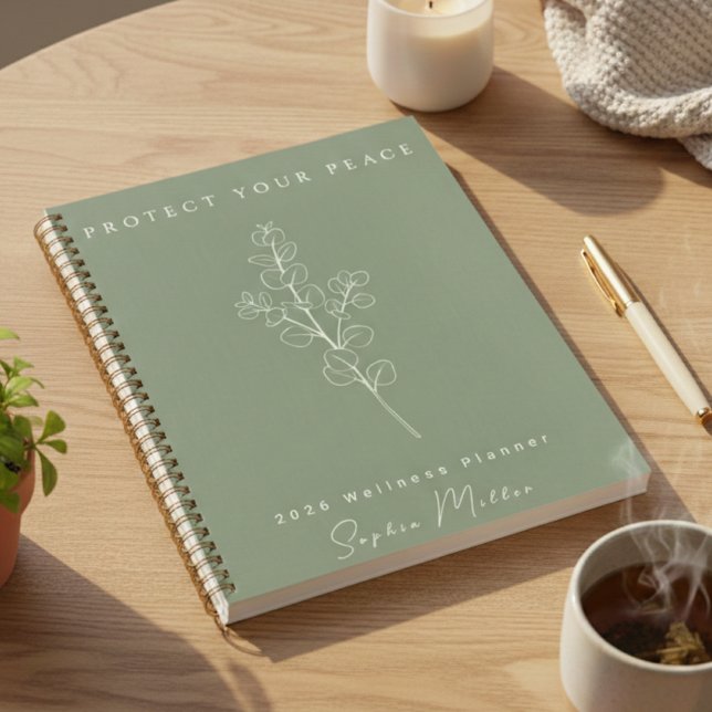 Personalized Protect Your Peace 2026 Sage Green Planer (Personalized Protect Your Peace 2026 Sage Green Planner)