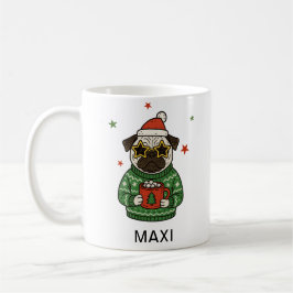 Personalized Pug Dog Christmas Kaffeetasse