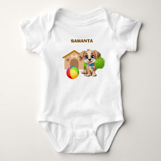 Personalized Puppy Baby Bodysuit Strampler (Vorderseite)