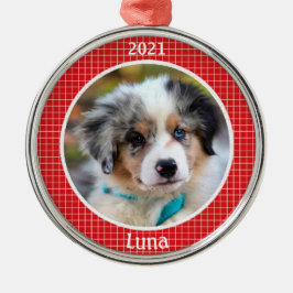 Personalized Puppy's First Christmas Photo Ornament Aus Metall