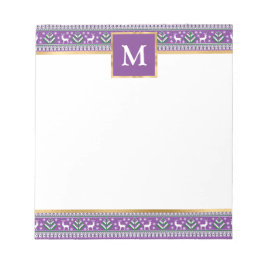 Personalized Purple Christmas Fair Isle Notizblock
