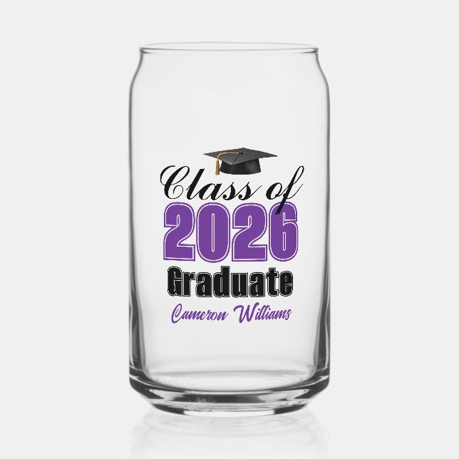 Personalized Purple Class of 2026 Graduation Dosenglas (Vorderseite)