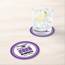 Personalized Purple Class of 2026 Graduation Party Runder Pappuntersetzer
