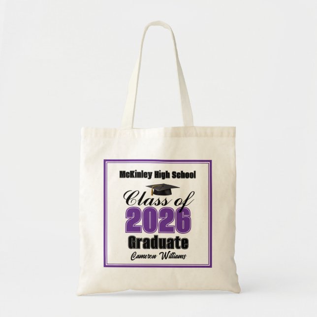 Personalized Purple Class of 2026 Graduation Party Tragetasche (Vorne)