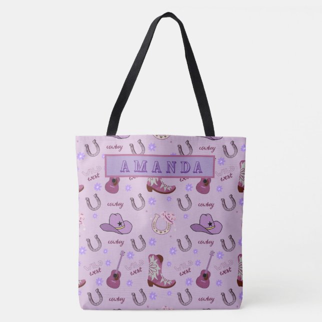 Personalized Purple Cowgirl Wild West Pattern Tasche (Vorderseite)