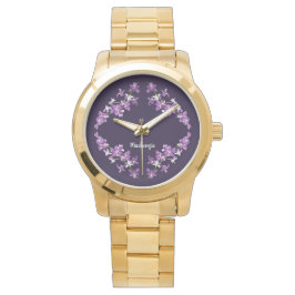 Personalized Purple Dendrobium Orchids Motif Armbanduhr