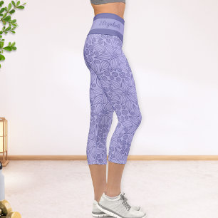 Personalized Purple Elegant Floral Capri