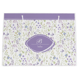 Personalized Purple Floral Monogram Große Geschenktüte