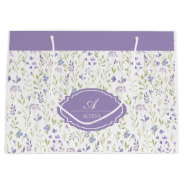 Personalized Purple Floral Monogram Große Geschenktüte