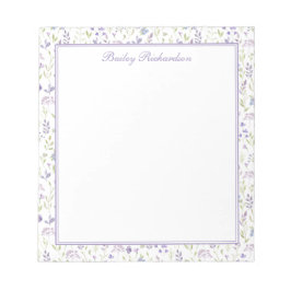 Personalized Purple Floral Notepad Notizblock