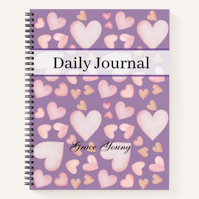 Personalized Purple Heart Daily Journal Custom (Devant)
