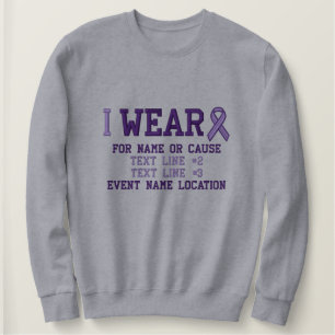 Personalized Purple Ribbon Awareness Embroidery Besticktes Sweatshirt
