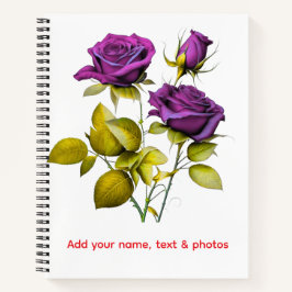 Personalized Purple Rose Notebook | Add Your Name Notizbuch