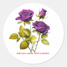 Personalized Purple Rose Sticker | Add Your Name