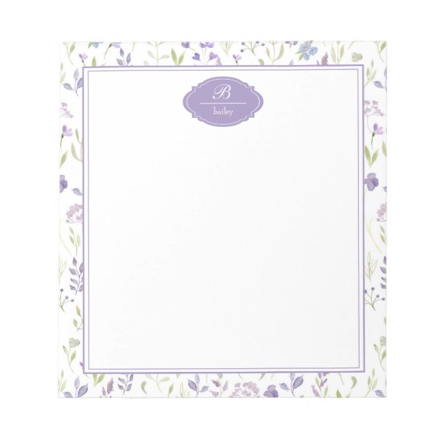 Personalized Purple Wildflower Floral Notizblock (Vorderseite)