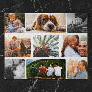 Personalized Puzzle 9 Photo Collage in White Frame