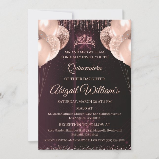Personalized Quinceañera Invitation | Mis Quince A (Devant)