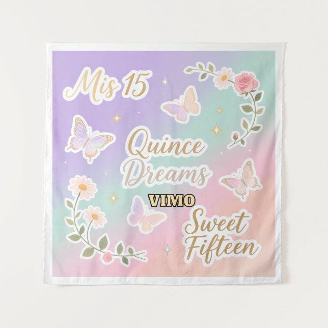 Personalized Quinceañera Photo Backdrop Wandteppich (Vorderseite)