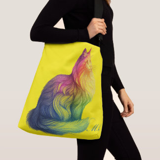 Personalized Rainbow Cat Monogram Tragetaschen Mit Langen Trägern