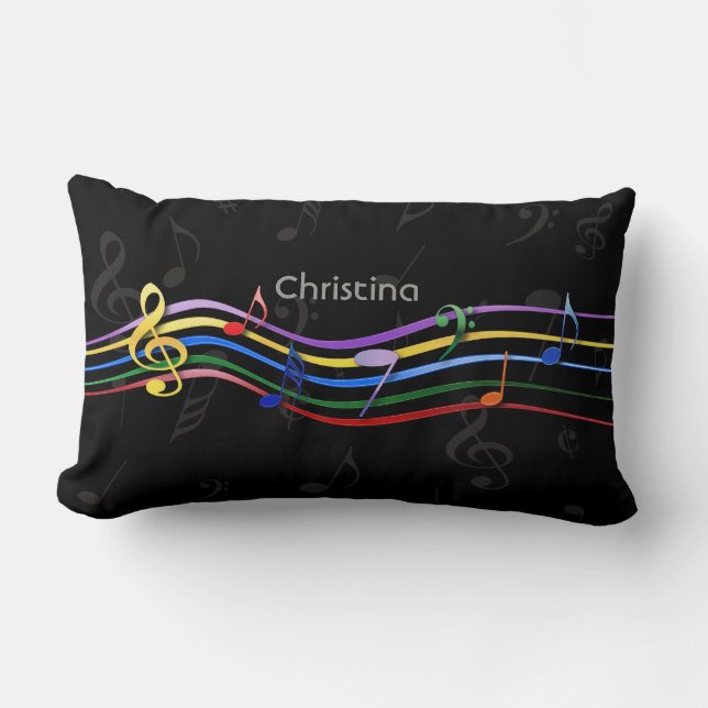 Personalized Rainbow Colored Music Notes Lendenkissen (Vorderseite)