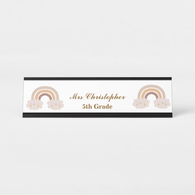 Personalized rainbow Grade Name Teacher  Schreibtischnamensplakette (Vorderseite )
