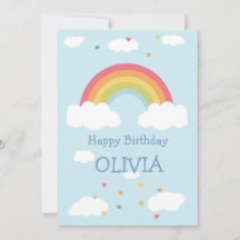 Personalized Rainbow Kids Happy Birthday Flat Card