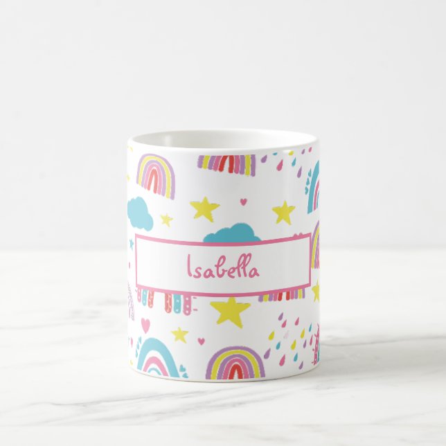 Personalized Rainbow Mug for Girls with Name Kaffeetasse (Mittel)