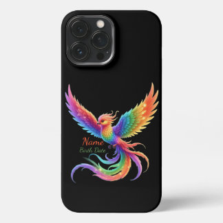 Personalized Rainbow Phoenix Name Birthdate Gift iPhone 13 Pro Max Hülle