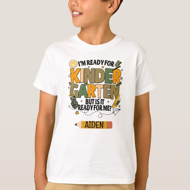 Personalized Ready For Kindergarten T-shirt (Vorderseite)