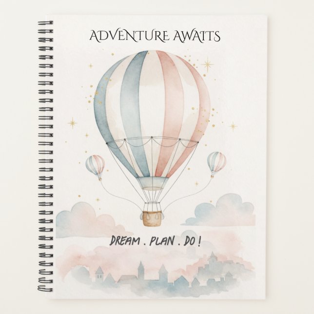 Personalized Red/Blue Stripe Hot Air Balloon Planer (Vorderseite)