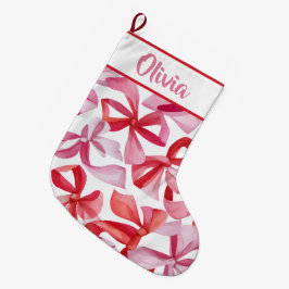 Personalized Red Bows & Ribbons Christmas Stocking Großer Weihnachtsstrumpf
