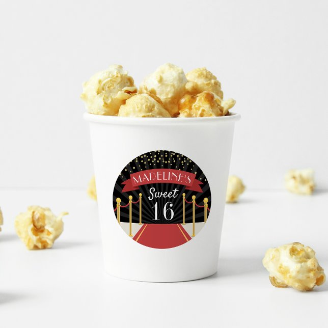 Personalized Red Carpet Theme Sweet Sixteen Runder Aufkleber (Von Creator hochgeladen)