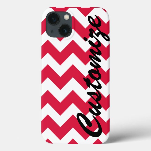 Personalized Red Chevron Pattern Case-Mate iPhone Hülle (Rückseite)