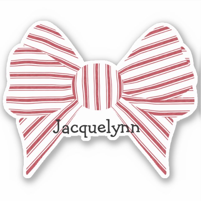 Personalized Red Christmas Bow Aufkleber (Vorderseite)