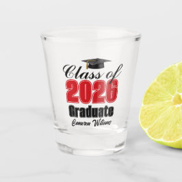 Personalized Red Class of 2026 Graduation Party Schnapsglas