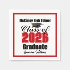 Personalized Red Class of 2026 Graduation Party Serviette