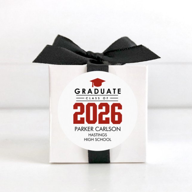 Personalized Red Class of 2026 Graduation Sticker (Von Creator hochgeladen)