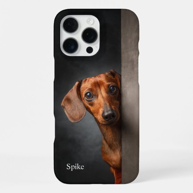 Personalized Red Dachshund Portrait iPhone 16 Pro Max Hülle (Rückseite)