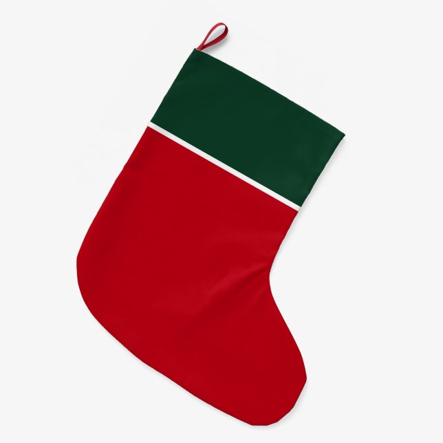 Personalized Red & Green Guest Großer Weihnachtsstrumpf (Vorderansicht (hängend))
