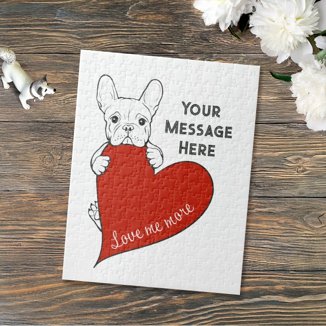 Personalized Red Heart Cute French Bulldog (Von Creator hochgeladen)