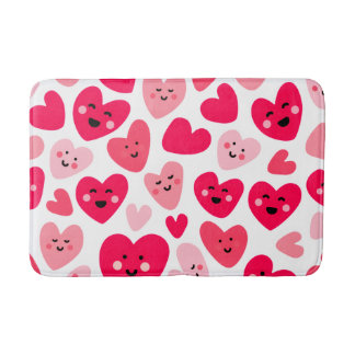 Personalized Red Heart Happy Valentine’s Day Lover Badematte